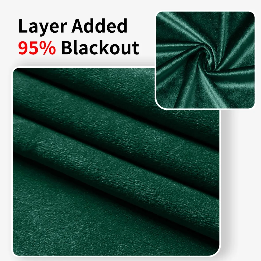 Light-blocking Velvet Curtain Soft Texture Touch Solid Color Window Drape Through-rod No Drilling Blackout Curtains Hotel