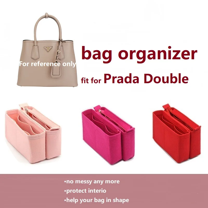 【Only Organiser】For Prada Double Bag Organizer Insert Makeup Divider Shaper Protector Compartment Inner