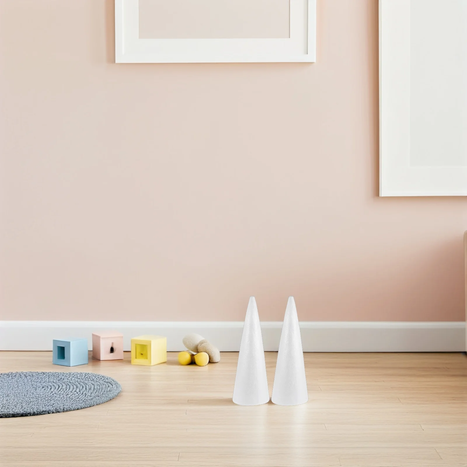 

2Pcs Christmas Foam Cones White Solid Craft Tree Accessories Kids DIY Cake Flower Arrangement Preschool Kindergarten Educational