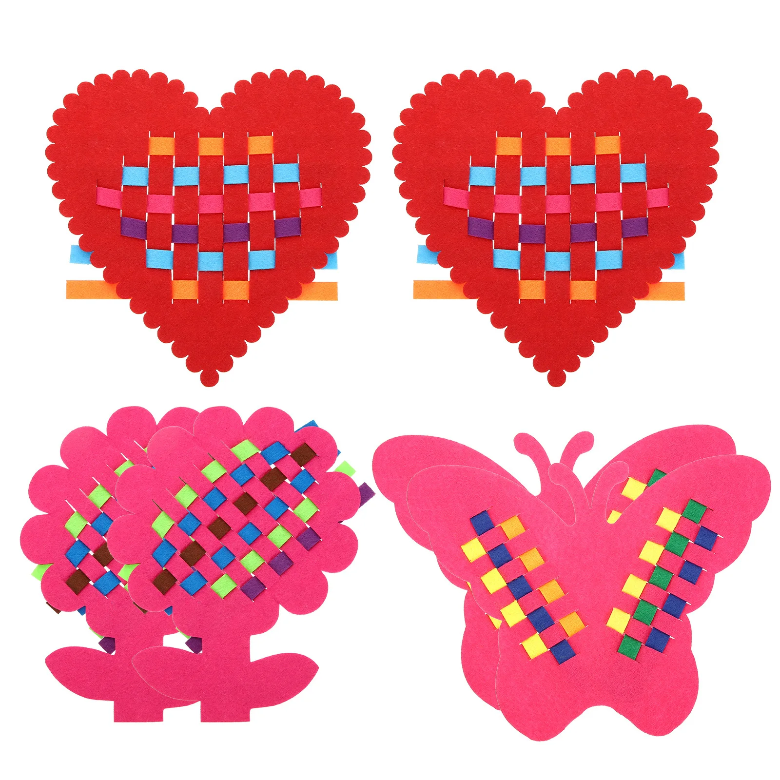 

6Pcs Weaving Heart Flower Butterfly Craft for Kids Early Educational Activity Fine Motor Skill Development Knitting Set