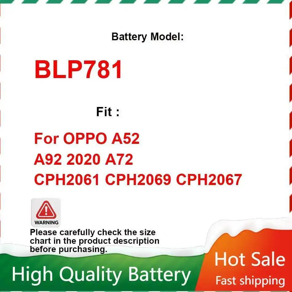 

Для Oppo A52 A92 2020 A72 CPH2061 CPH2069 CPH2067 надежная мощность BLP781 портативный аккумулятор для мобильного телефона емкостью 5000 мАч