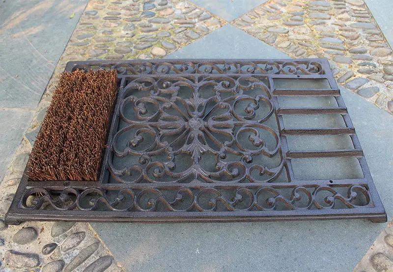Large Semicircle Cast Iron Front Doormat Heavy Vintage Duty Non-Slip Outside Pad Shoe Scraper Decorative Entrance Mats