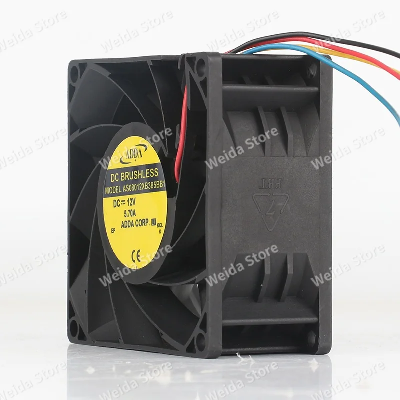 Original Taiwan ADDA AS08012XB385BB1 5V 24V 48V AC EC 8038 80X80X38MM 8CM 4-wire Violent server inverter cooling fan DC12V 5.70A