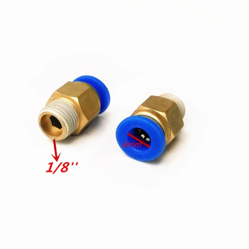 10pcs/lot 6mm Tube 1/8'' Thread Pneumatic Fitting Quick Joint Connector PC6-1