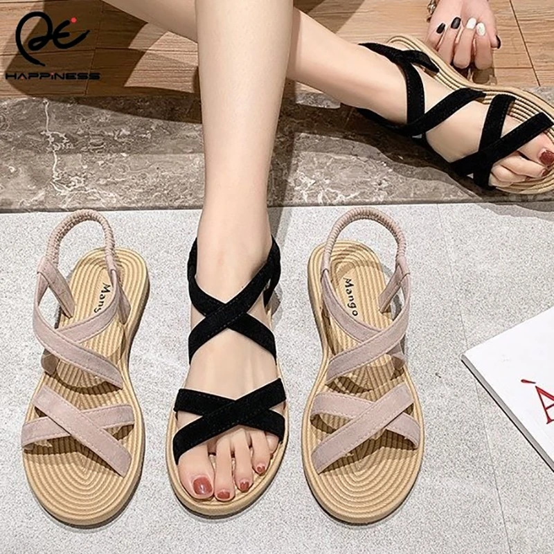 Summer Sandals For Women 2024 New Korean Version Trendy Fashion Casual Flat Roman Fairy Style Flat Beach Shoes