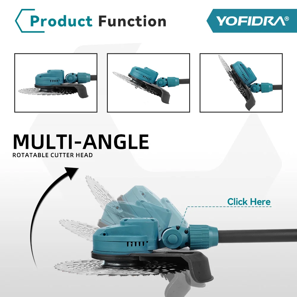 Yofidra 12000RPM Electric Folding Lawn Mower Cordless Length Adjustable Handheld Garden Power Tools For Makita 18V Battery