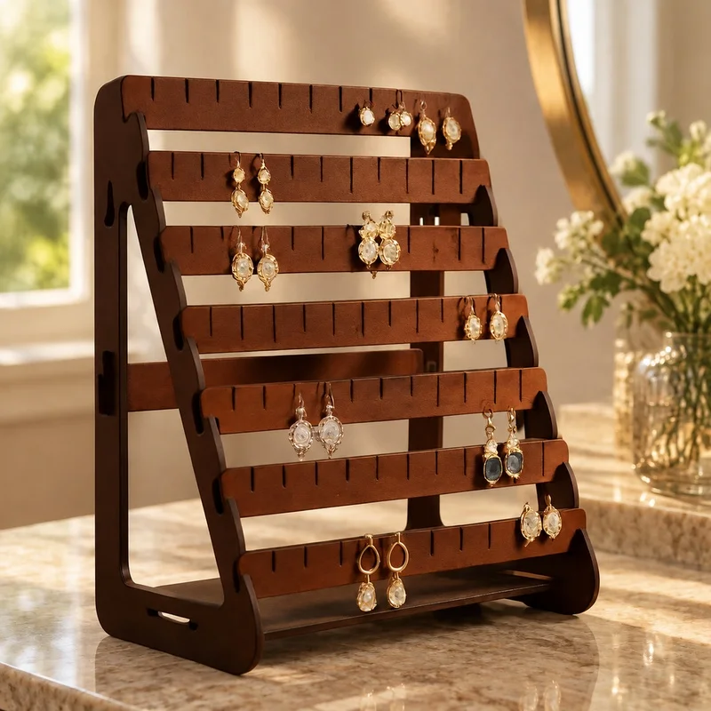 Spacious Earring Organizer Stand for Vanity or Dressing Table Display and Storage