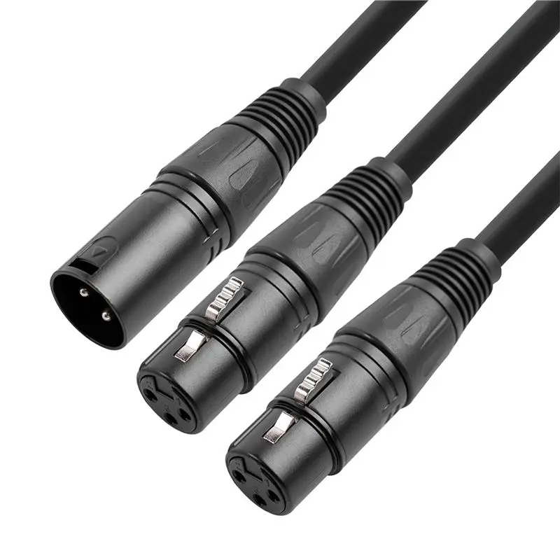 AS95 XLR Male to Dual XLR Female Y-Splitter Cable Balanced Microphone Adaptor Patch Cord 50cm 4 Pcs