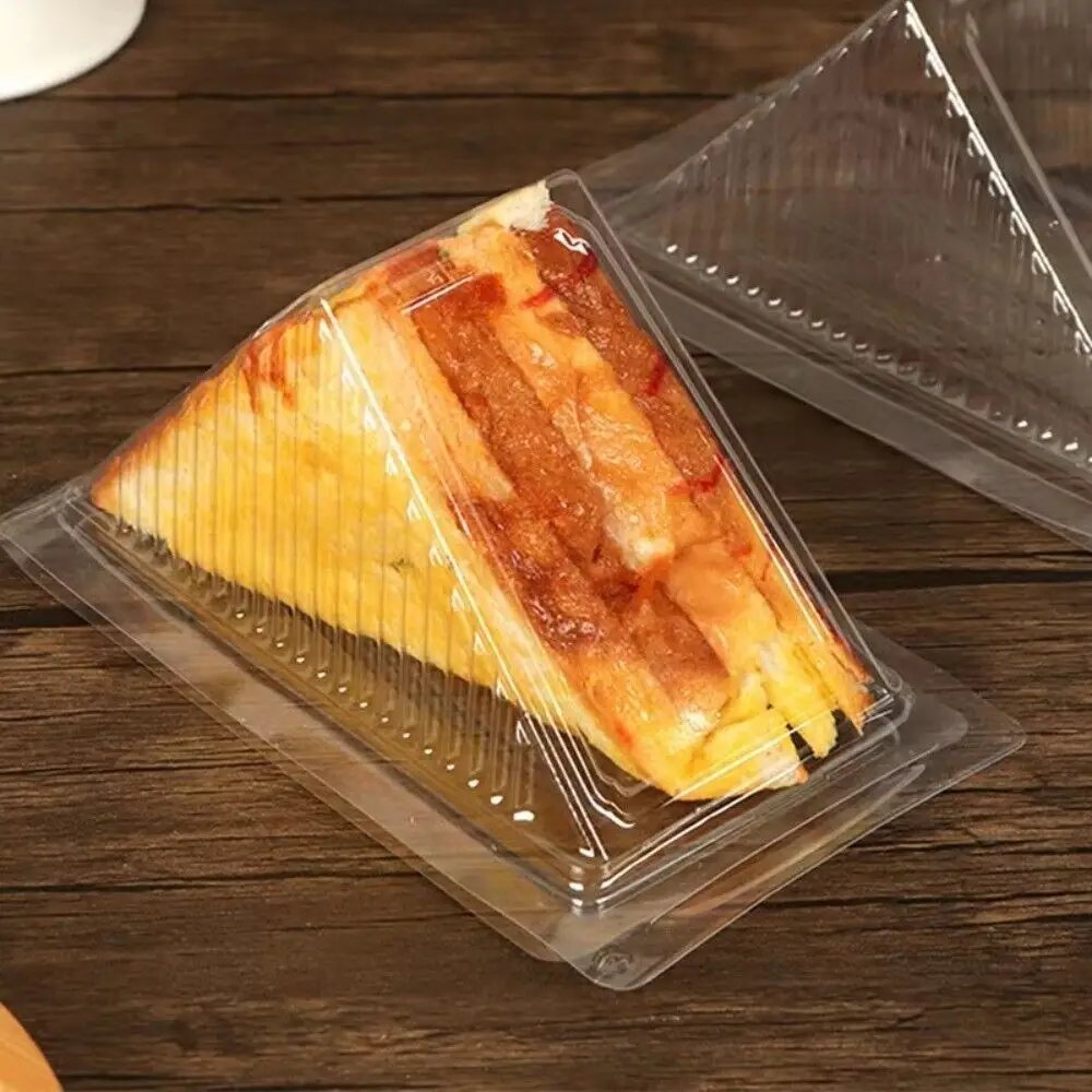 100Pcs New PET Sandwich Packing Box with Lids Clear Sandwich Triangle Case DIY Reusable Wedge Boxes Kitchen
