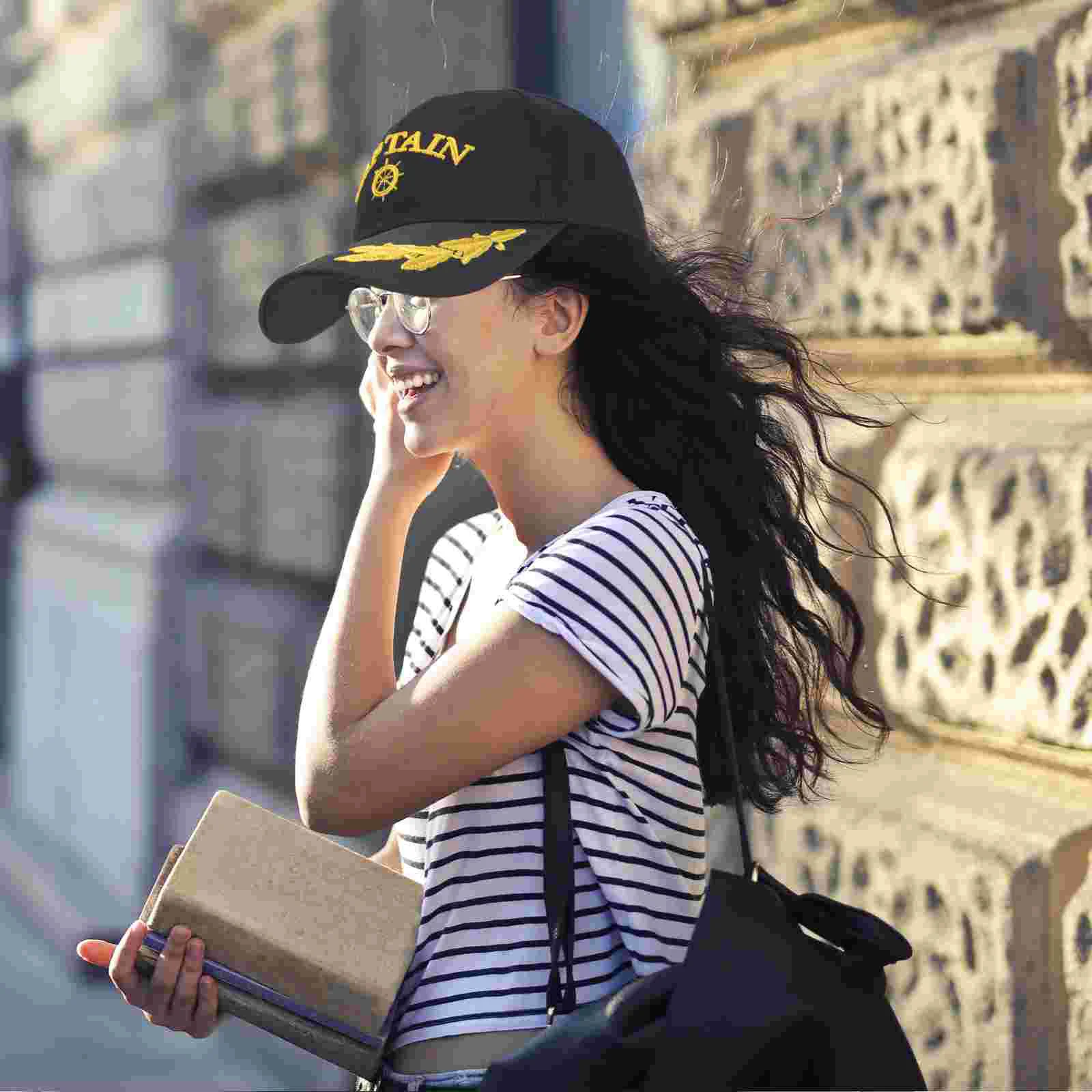 Gorra de capitán Sailor America para mujer, gorras de béisbol con visera, a prueba de agua