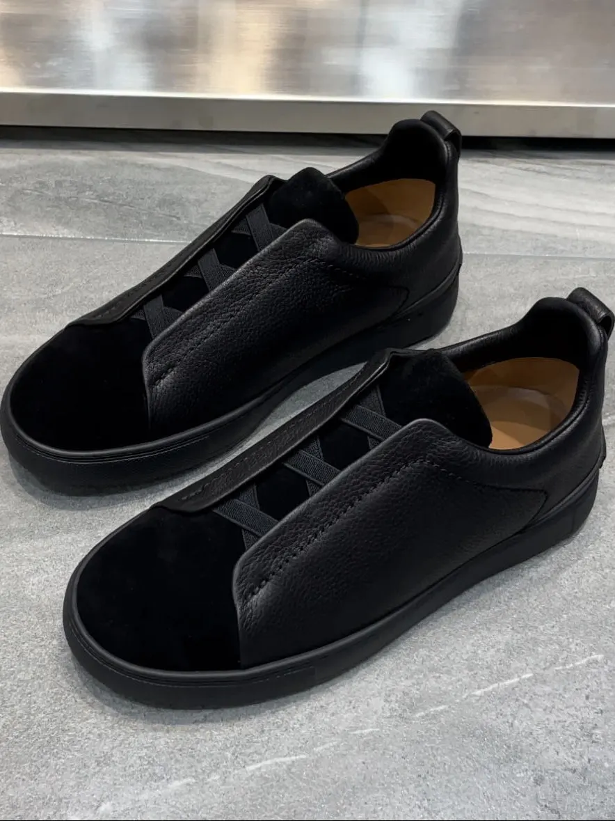 Fall New Style round Toe Business Casual Slip-On Comfortable Leather Surface Fashion Matte Leather Soft Bottom Men's Shoes