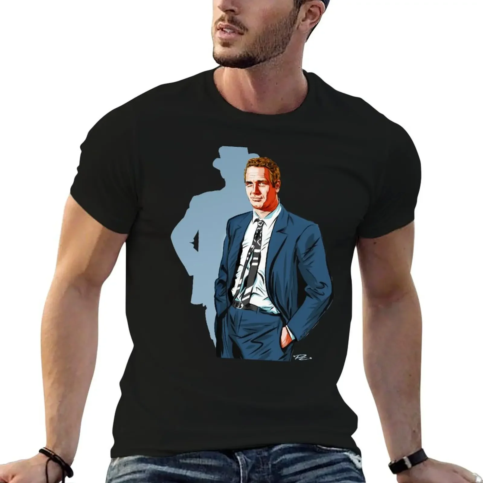 

Paul Newman - An illustration by Paul Cemmick T-Shirt tops vintage cheap stuff blacks shirts men graphic