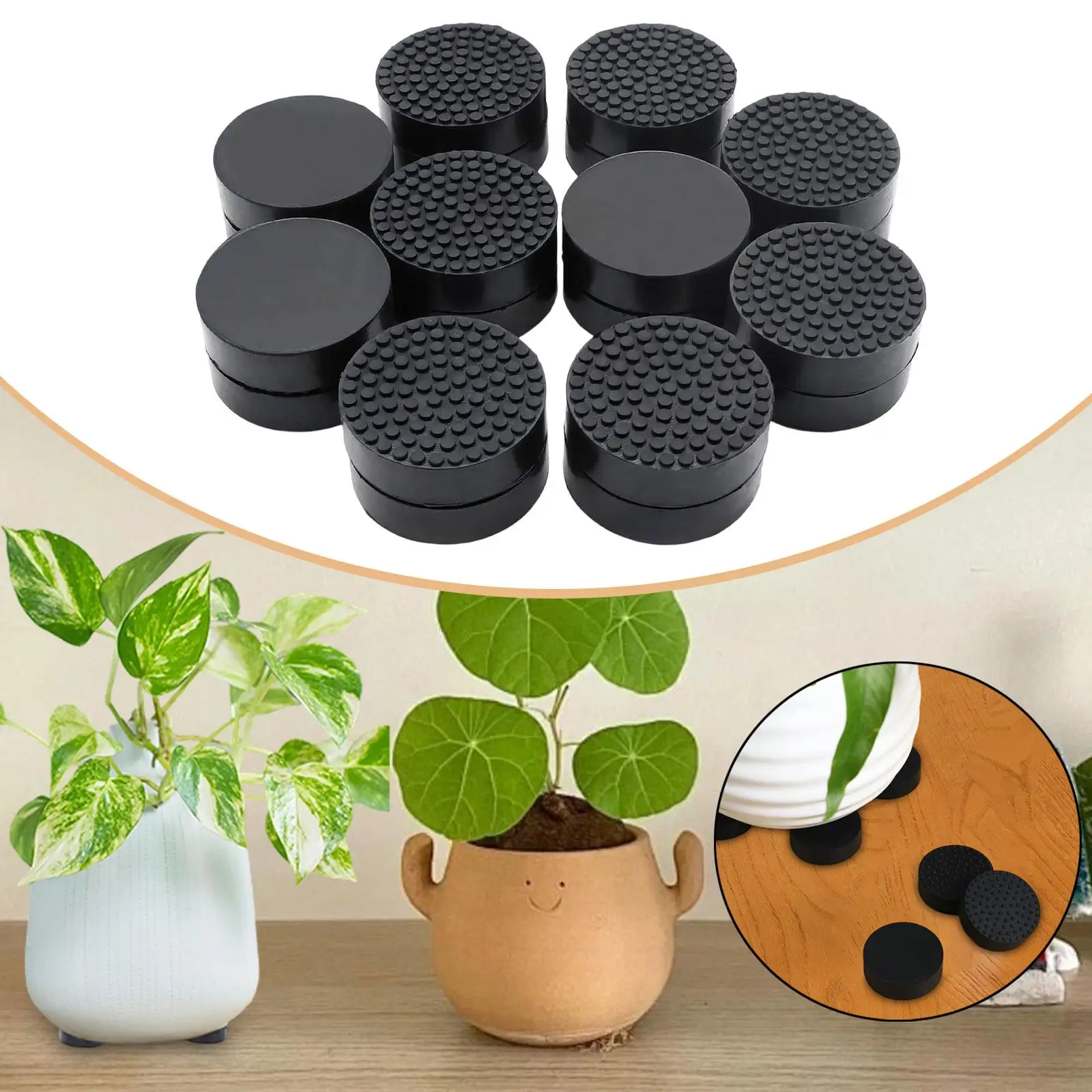 Flower Pot Feet Riser Round Rubber Floor Protector Enhanced Grip for Indoor Outdoor Patio Planter