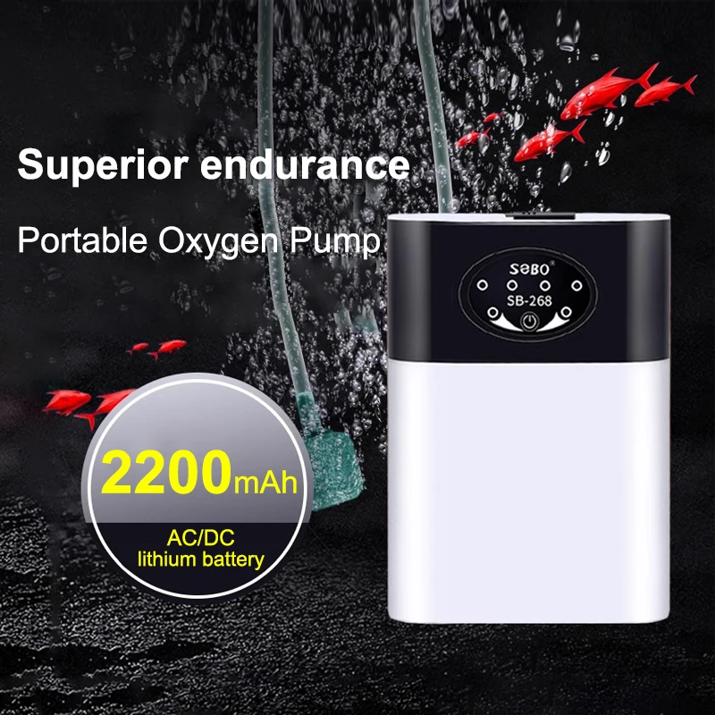 Oxygen Air Pump For Aquarium Outdoor Portable Aquarium Compressor With USB Oxygenator Fishing 2200mAh Fish Tank Accessories