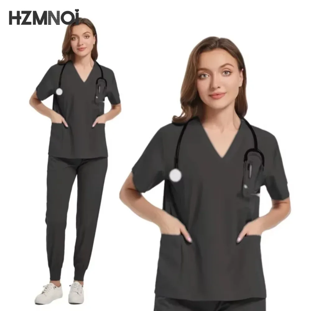 Uniformi mediche unisex Uomo Donna Abbigliamento infermieristico Costume di bellezza Infermiera Scrub Set Dottore Dentista Abbigliamento da lavoro Clinico Top Pantaloni