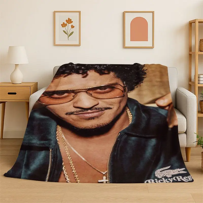 Fashion Bruno Mars Singer Star Flannel Blanket,Ultra Soft Warm Plush Throw for Home Bedroom Bed Sofa Cover Office Camping Picnic