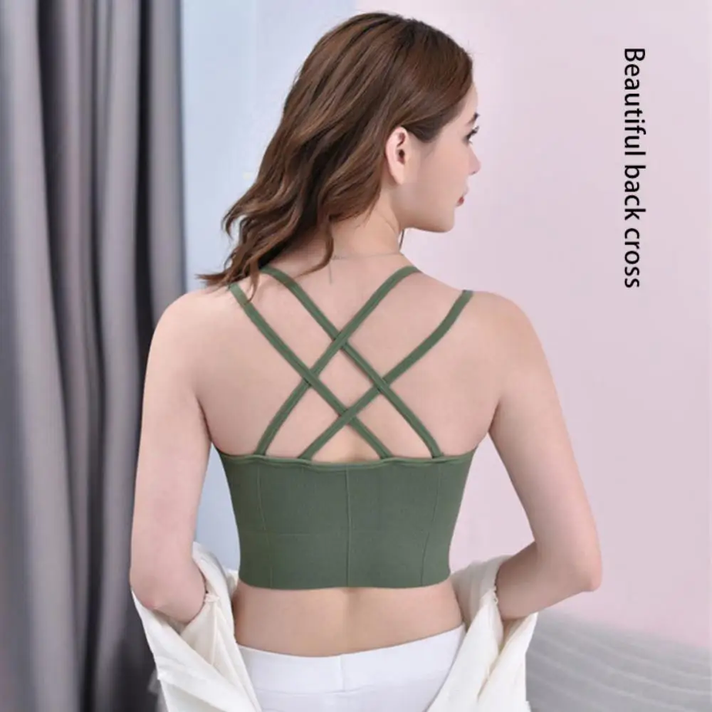 Women's Breathable Sports Bra Cross Straps Sexy Beauty Back Bralette Seamless Yoga Bra Shockproof Crop Top Ladies Underwear