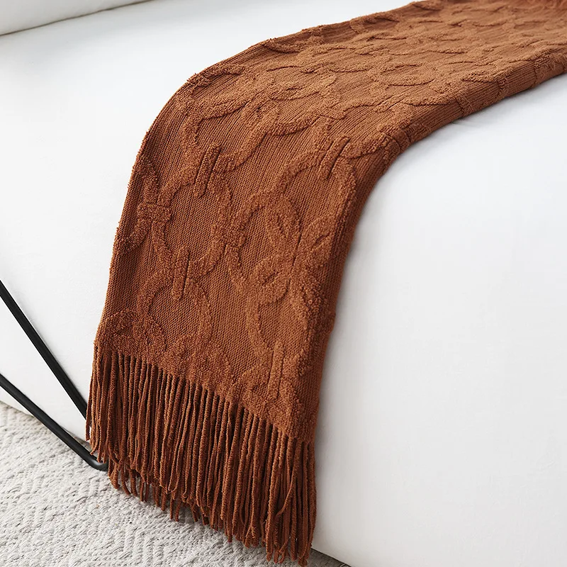 Nordic style knitted end towel blanket soft cloth bed flag end towel sofa decorative blanket
