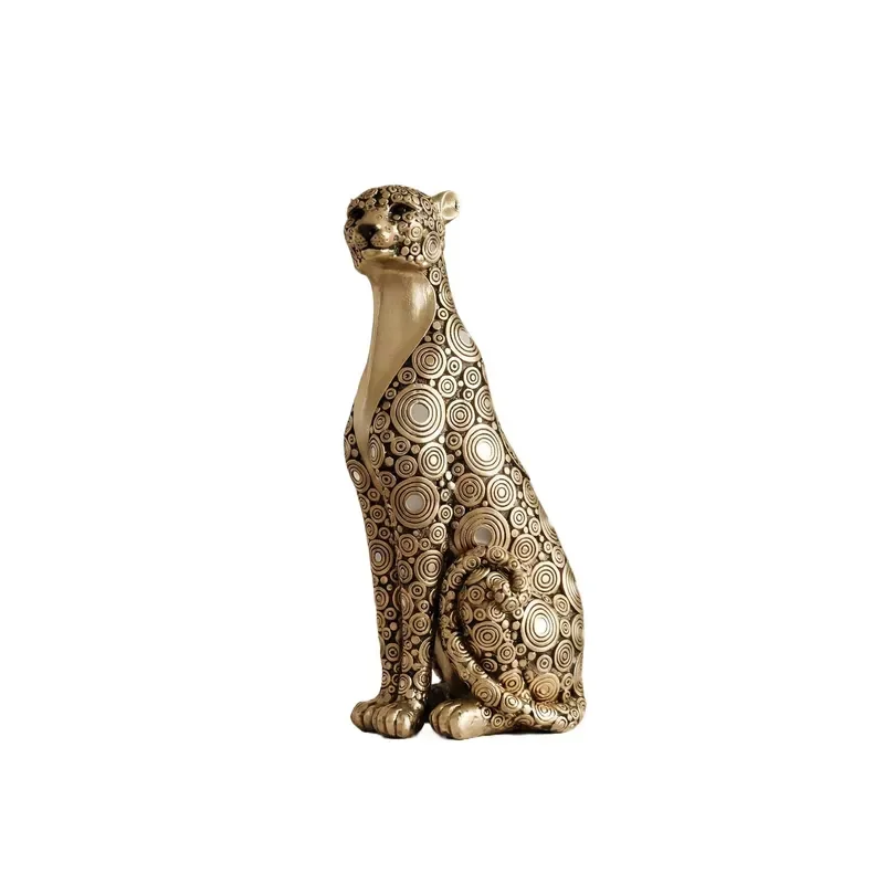 Gorgeous Wind Leopard Ornament Abstract Pattern Animal Sculpture Desktop Crafts for Living Room Decoration