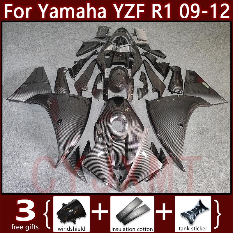 

Для Yamaha YZFR1 2009 2010 2011 2012, обтекатель из углеродного волокна, комплект обтекателей кузова YZF R1 09-12, индивидуальный ABS кузовный каркас мотоцикла