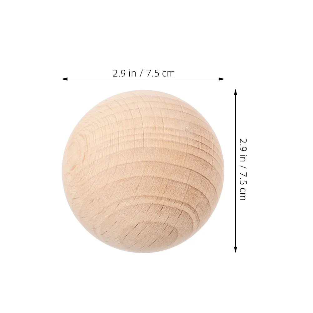Naturalna drewniana kula z twardego drewna 7,5 cm, nielakierowana, okrągła sfera, kulki do croquetu na trawnik, gra na zewnątrz, zestaw do croquetu.