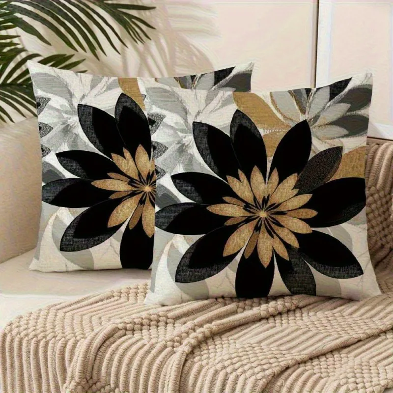 

Home Decor Pillowcases Soft Elegant Floral Pattern Neutral Tones For Sofas Zipper Double-sided Print Pillow Insert Not Included