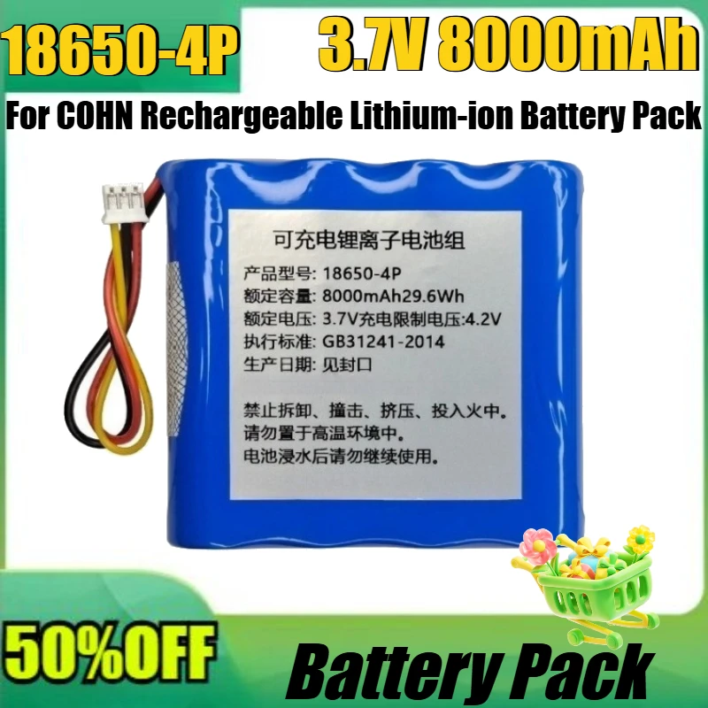 

New High Quality 18650-4P 3.7V 8000mAh Battery for COHN Rechargeable Lithium-ion Battery Pack