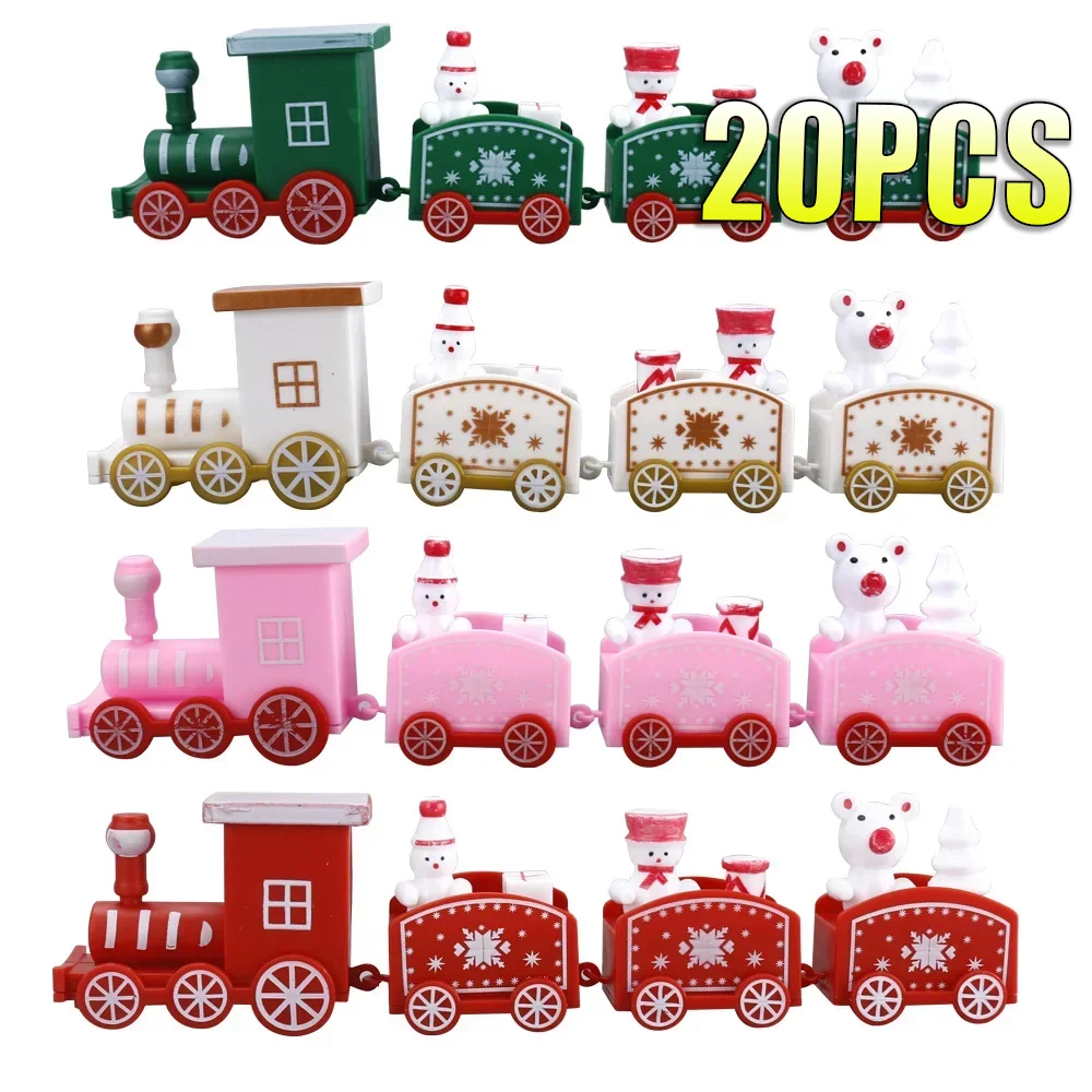 20PCS Christmas Train Wooden train toys Christmas Children's Gift Christmas cake decoration Mini Christmas Train