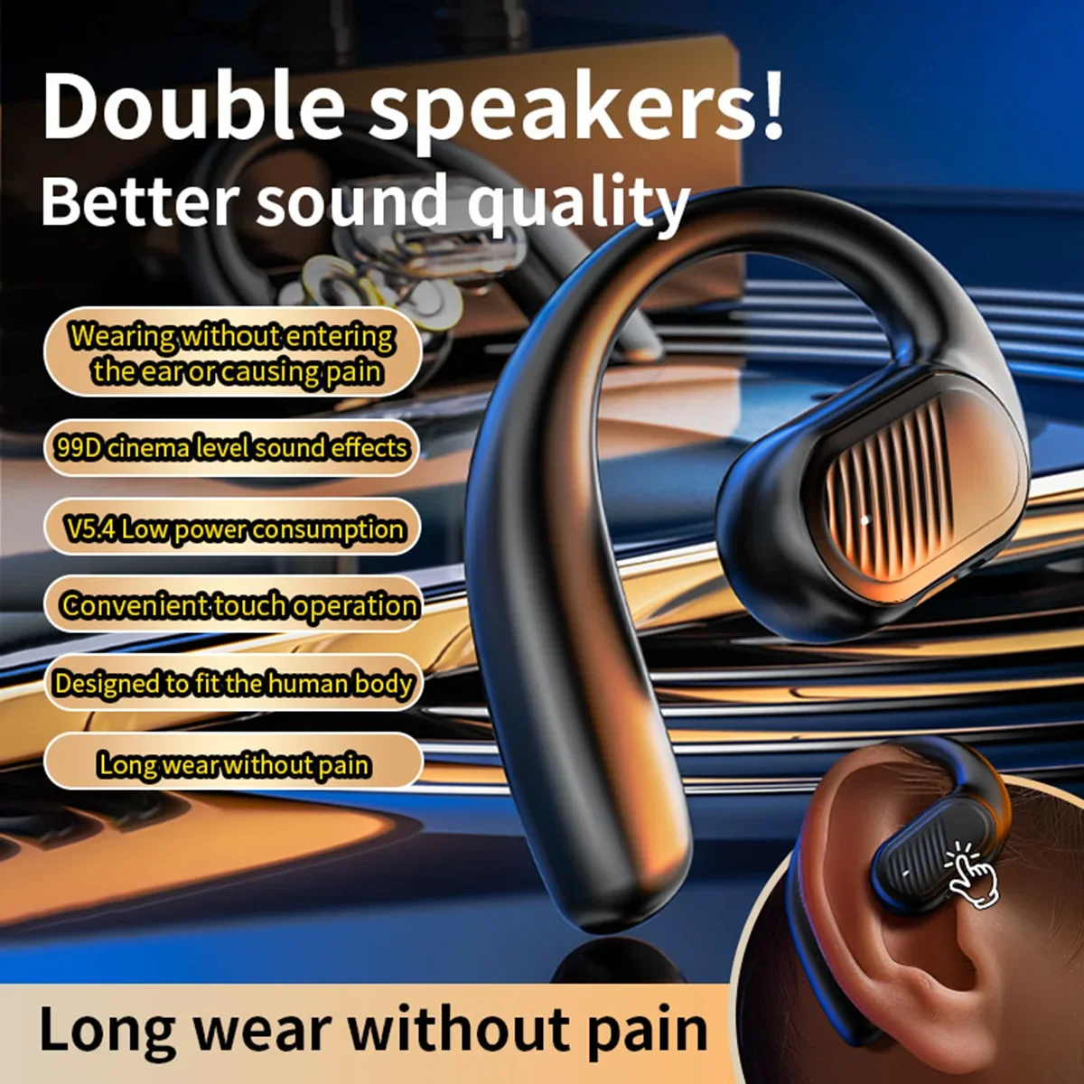 

LX-09 Wireless Earbud Bluetooth 5.4 Waterproof Earphone Only for Right Ear Portable Earhook Lightweight Headphone for One Ear