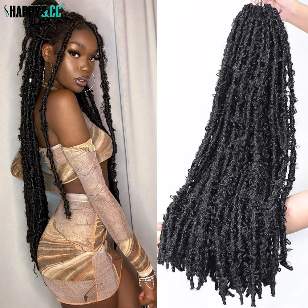 18 24 36 Zoll Butterfly Locs Häkelhaarverlängerungen Synthetische Distressed Soft Locs Vorgeschlungene Zöpfe für schwarze Frauen