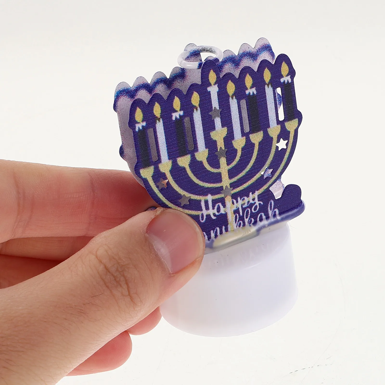 Flameless LED Hanukkah Candles Iron Art Design Festive Bright Reliable Battery-Operated Lights for Hanukkah Decor Table view 2