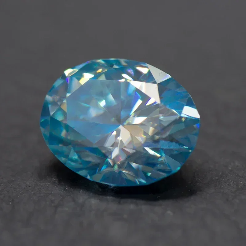 Moissanite Stone Sea Blue Color Oval Cut VVS1 with GRA Certificate for Gemstone Charms Beads Top Jewelry Making Materials