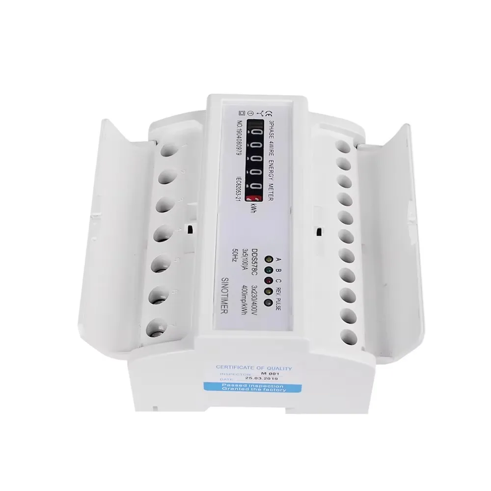 Medidor  energía analógico trifásico, contador  consumo  energía, medición  electricidad, montaje en Riel DIN, 100A, 380V, CA, 4