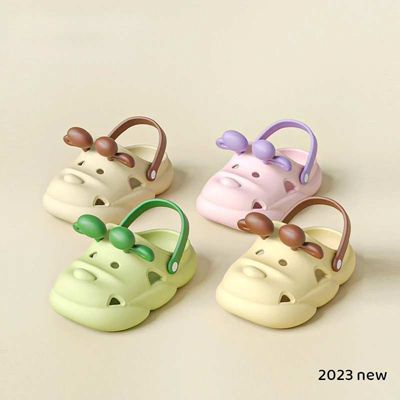 Children's Deer Horn Hole Shoes Multi Color Sandals and Slippers Deer Horn Simple and Breathable Children's Sandals Summer