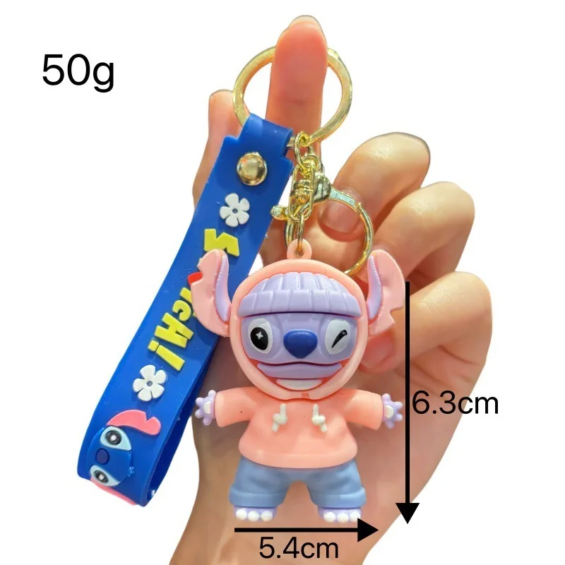Kawaii ليلو وستيتش دمية المفاتيح لينة المطاط اللعب أنيمي الكرتون غرزة إكسسوارات دمي المفاتيح الصبي حقيبة قلادة هدية الزخرفية
