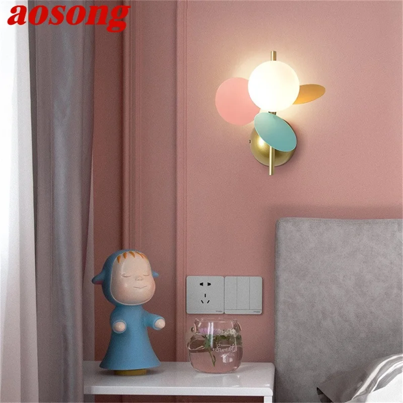 AOSONG Nordic Wall Light Creative Macaroon Lamp LED Modern Scones Indoor Home Bedroom Fixtures Decorative