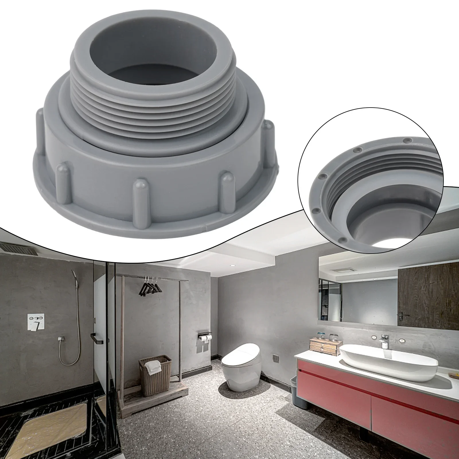 Adaptador de fregadero Características estables Grifos de baño Gris Plástico de alta confiabilidad Fabricación profesional Nuevo