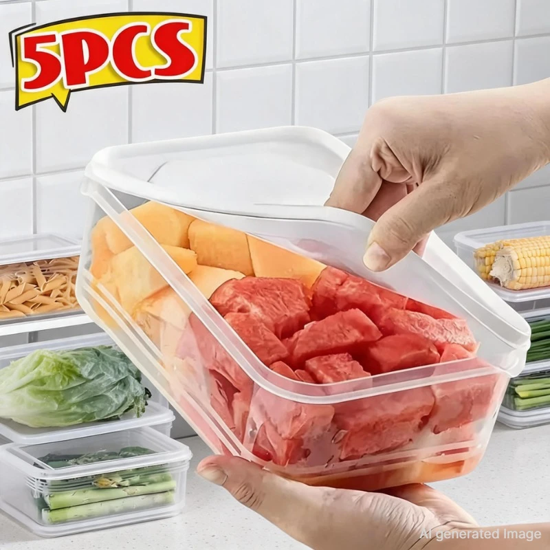 1/2/5 Stück Kühlschrank-Aufbewahrungsbox, Fleisch- und Gemüse-Frischhaltebox, transparente Lebensmittel-Aufbewahrungsboxen, Küchenorganizer 2028