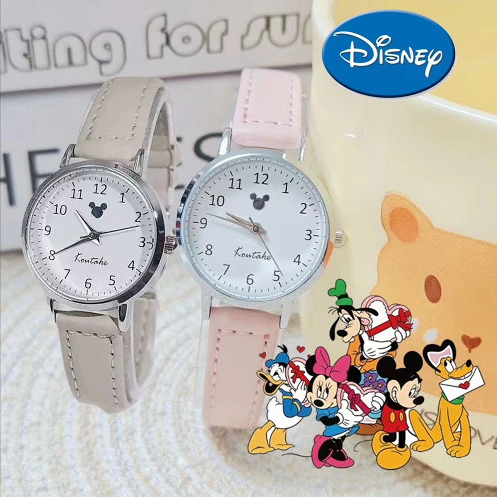 

Модные детские часы Disney Mickey, молодежные студенческие часы, кварцевые часы с ремешком из искусственной кожи, часы для мальчиков и девочек