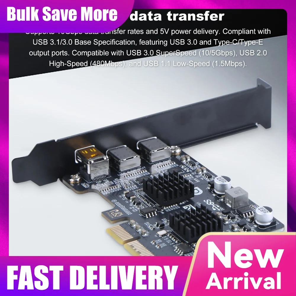 PCI-E X4 X8 X16 To Type-C Expansion Card 10Gbps PCIe to USB 3.1 Gen2 DP Video Output Adapter Card for Desktop PC Docking Station