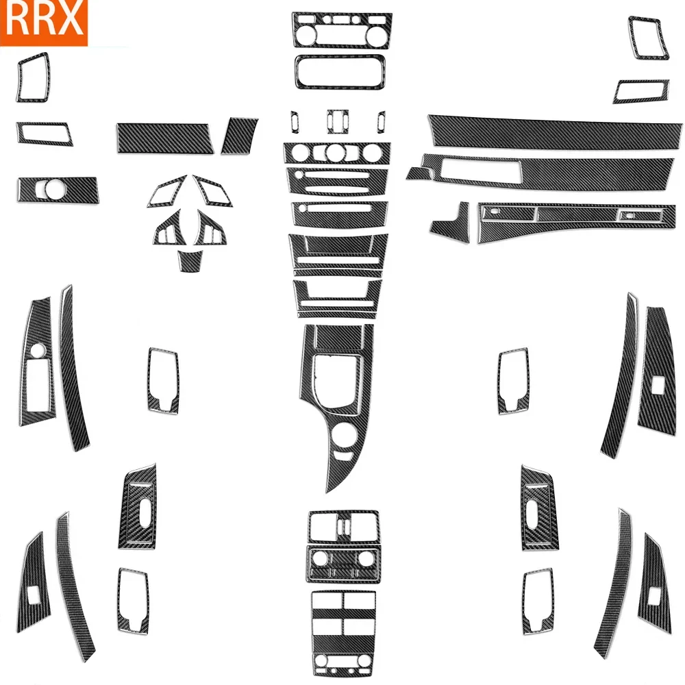 For BMW 5 Series E60 2004-2007 Center Console Dashboard Gearbox Set Cover Real Carbon Fiber Stickers Car Interior Accessories