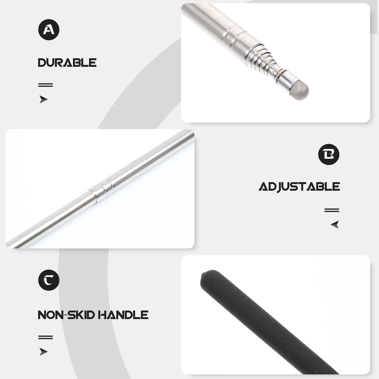 

1Pcs Stainless Steel Expandable Teaching Pointer Touchscreen Friendly Non-Damaging Screen Telescoping Teacher Hand Pointer