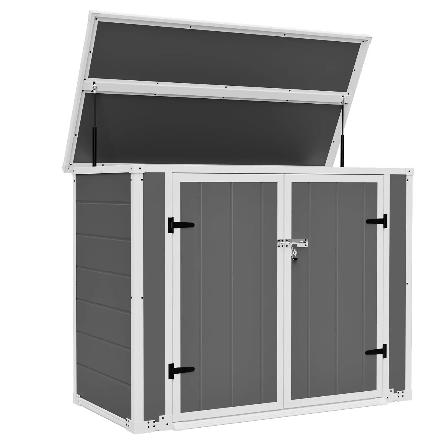 Outdoor Trash Can Storage Shed Horizontal with Lockable Lid, Customized