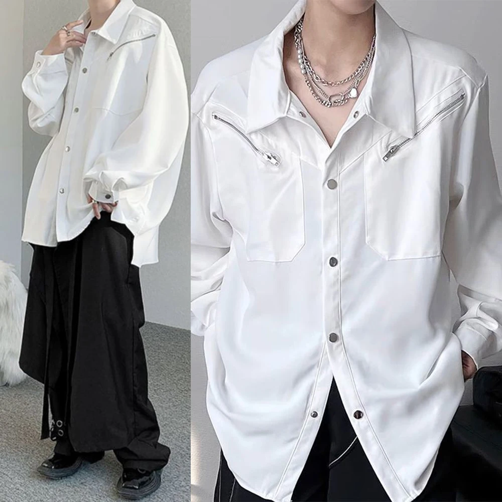 

Summer New Men's Y2k Solid Color Long-Sleeved Shirt American Retro Fashion Trend Street Loose Casual Breathable Niche Men's Tops