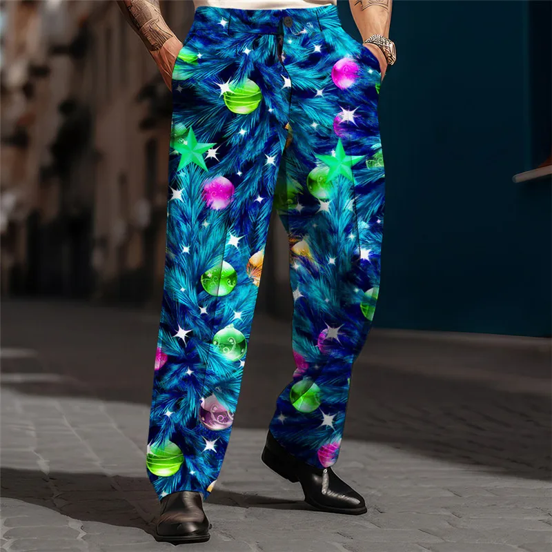 MEN'S NEW COMFORTABLE COLORFUL PRINT STYLE FASHION CASUAL PANTS LARGE SIZE LOOSE DAILY BREATHABLE AND GOOD-LOOKING STRAIGHT PANT