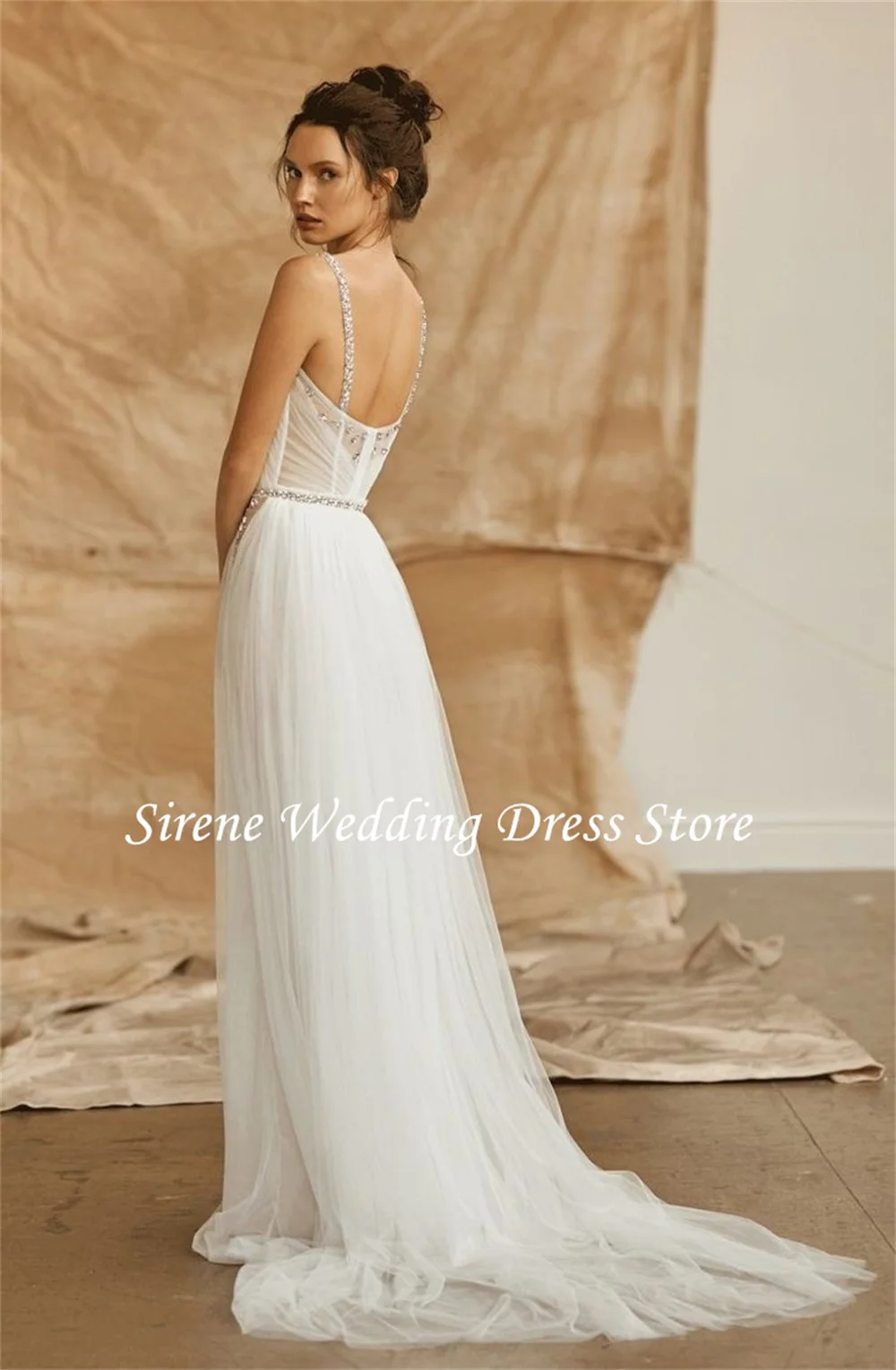 Sirene Simple Spaghetti Straps Sweetheart abiti da sposa Illusion a-line abito da sposa Custom Made Backless vestido de noiva