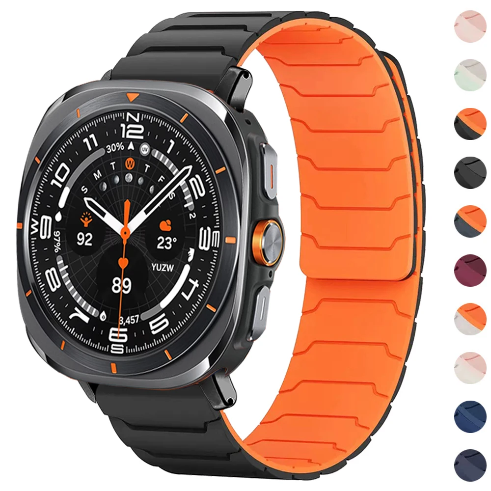 Magnetbänder für Samsung Galaxy Watch Ultra 2025, Sport-Silikonarmband für Galaxy Watch 8/8 Classic 46 mm, 44 mm, 40 mm, Zubehör
