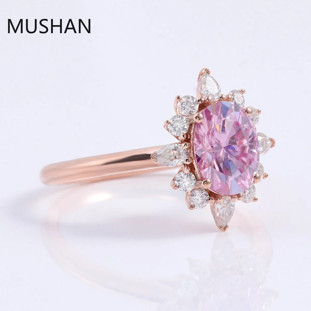 MUSHAN Luxury Custom 14K 18K Gold Rings Band Jewelry With Moissanite Diamond Lab Grown Gemstones Diamond Wedding Ring For Women view 4