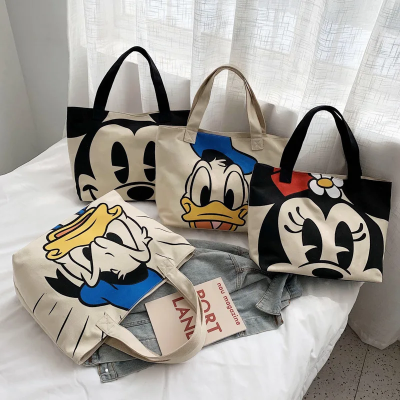 New In Disney Women Canvas Shoulder Bag Mickey Donald Duck Ladies Casual Handbag Tote Bag Purses and Handbags