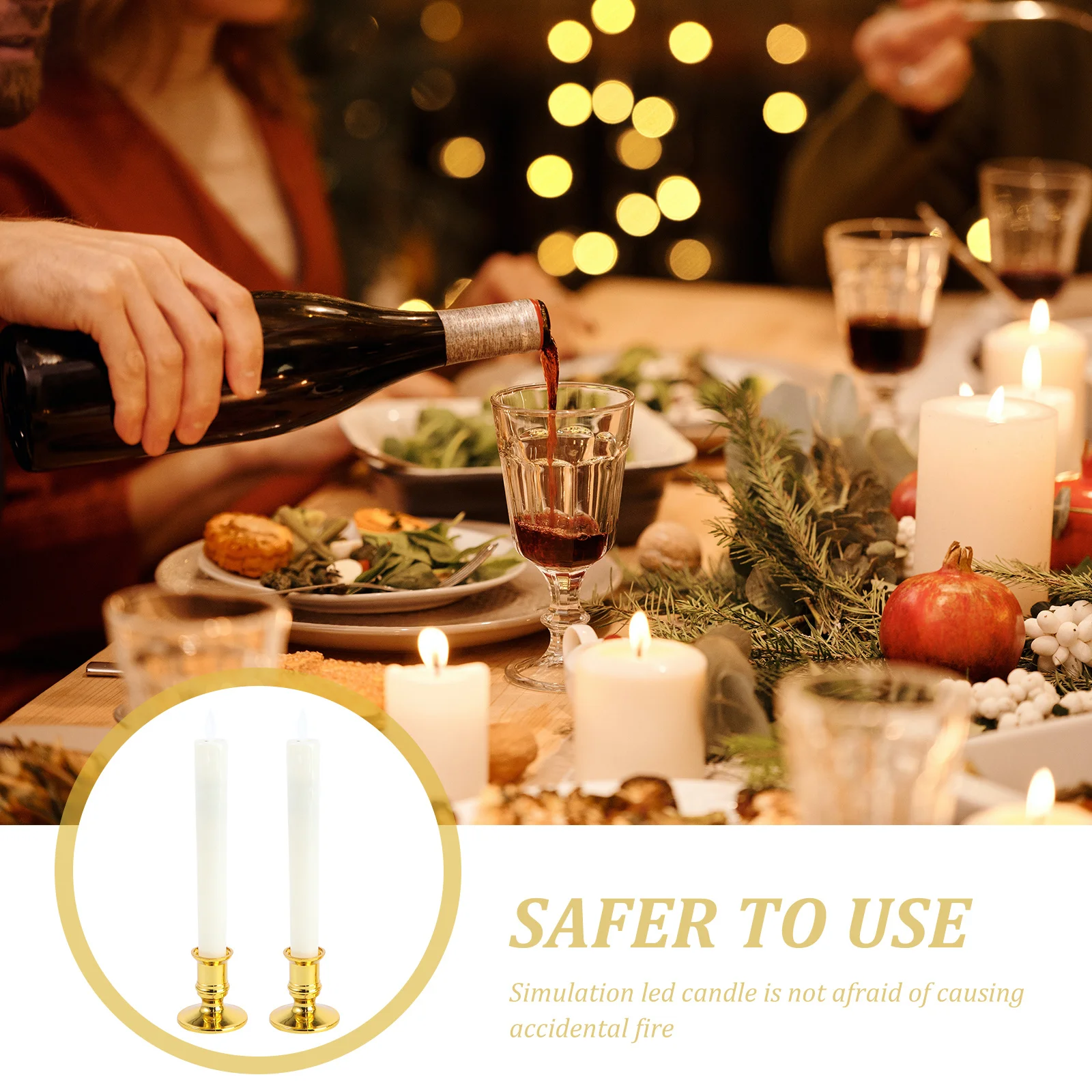 

2pcs Led Electronic Candles Long Flameless Swing Lights -Efficient Decorative Lamp For Party Wedding Night Light